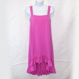 Susana Monaco High Low Ruffle Tank Dress Womens Medium M Pink Sleeveless FF01